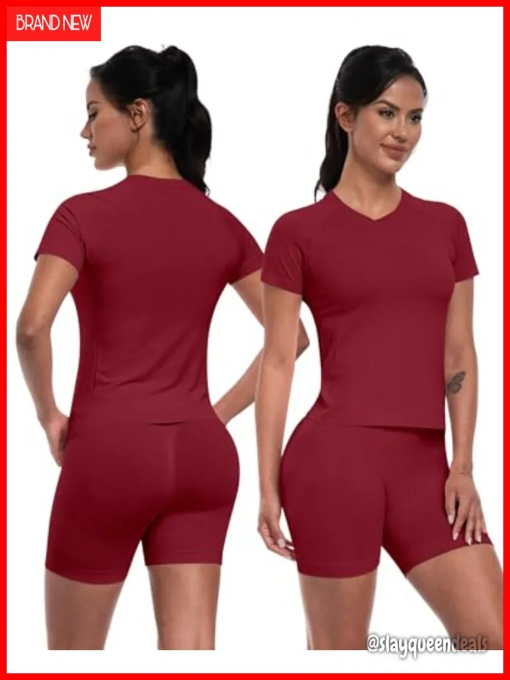 Seamless 3 Piece Workout Set Racerback Sports Bra Tank Top Gym Shorts